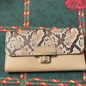 Snakeskin and Tan Clutch Wallet 4” X 9”